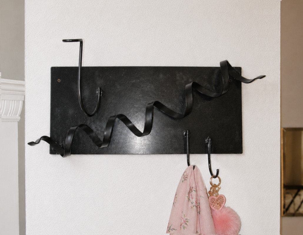Abstract modern design unique handcrafted iron coat rack wall hanger