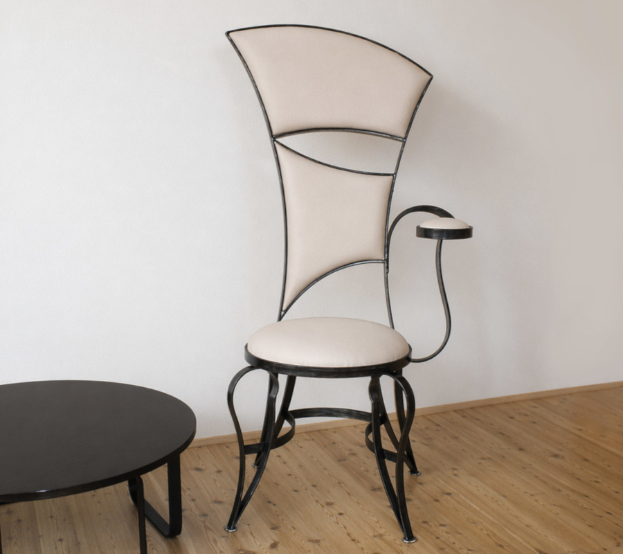 Iron Armchair Anita artistic sculptural design eco-leather upholstery