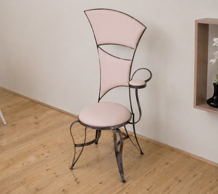 Iron Armchair Anita artistic sculptural design vinyl-eco-leather upholstery