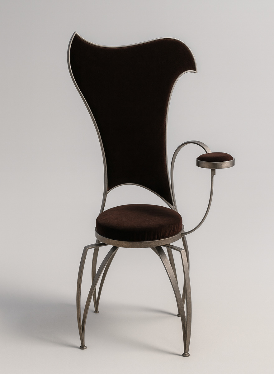 Iron Armchair Goya unique design burgundy velvet upholstery