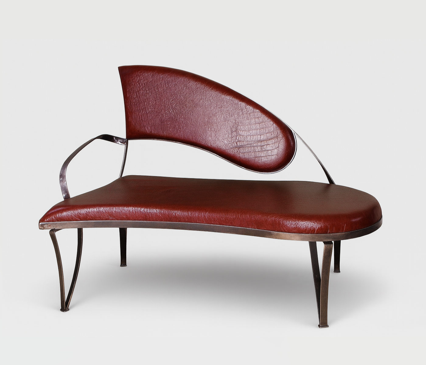 Iron frame sofa Red artistic design, eco leather upholstery