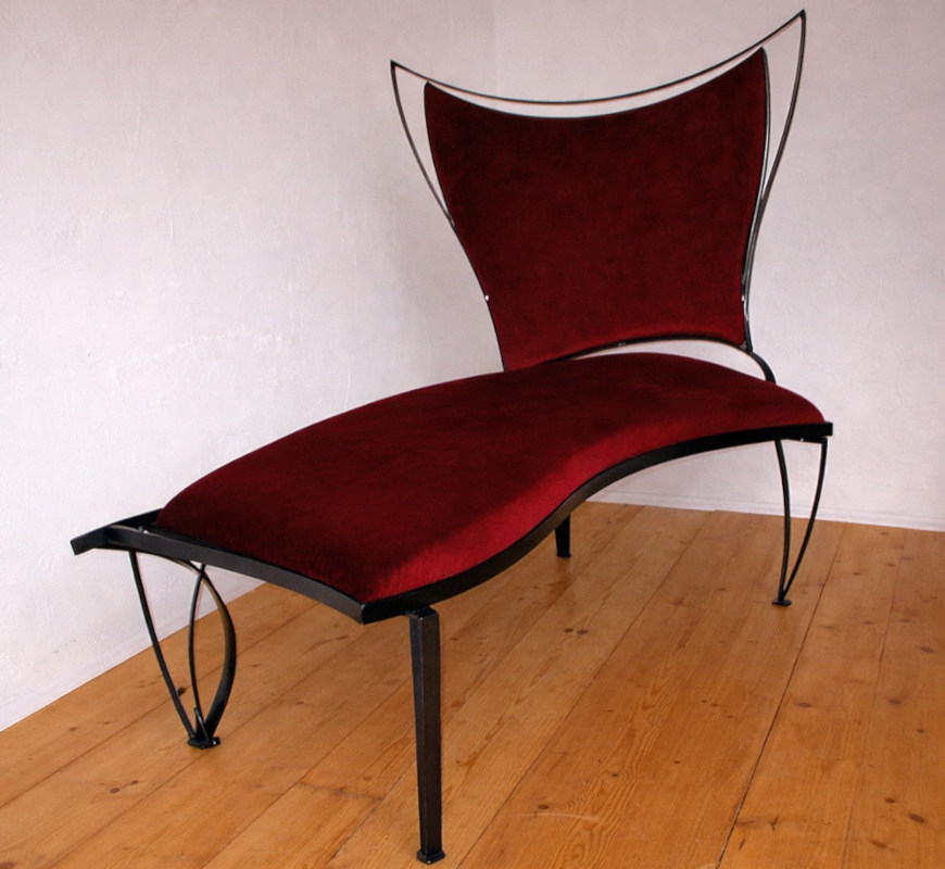 Iron Sofa Diablo unique design burgundy velvet upholstery