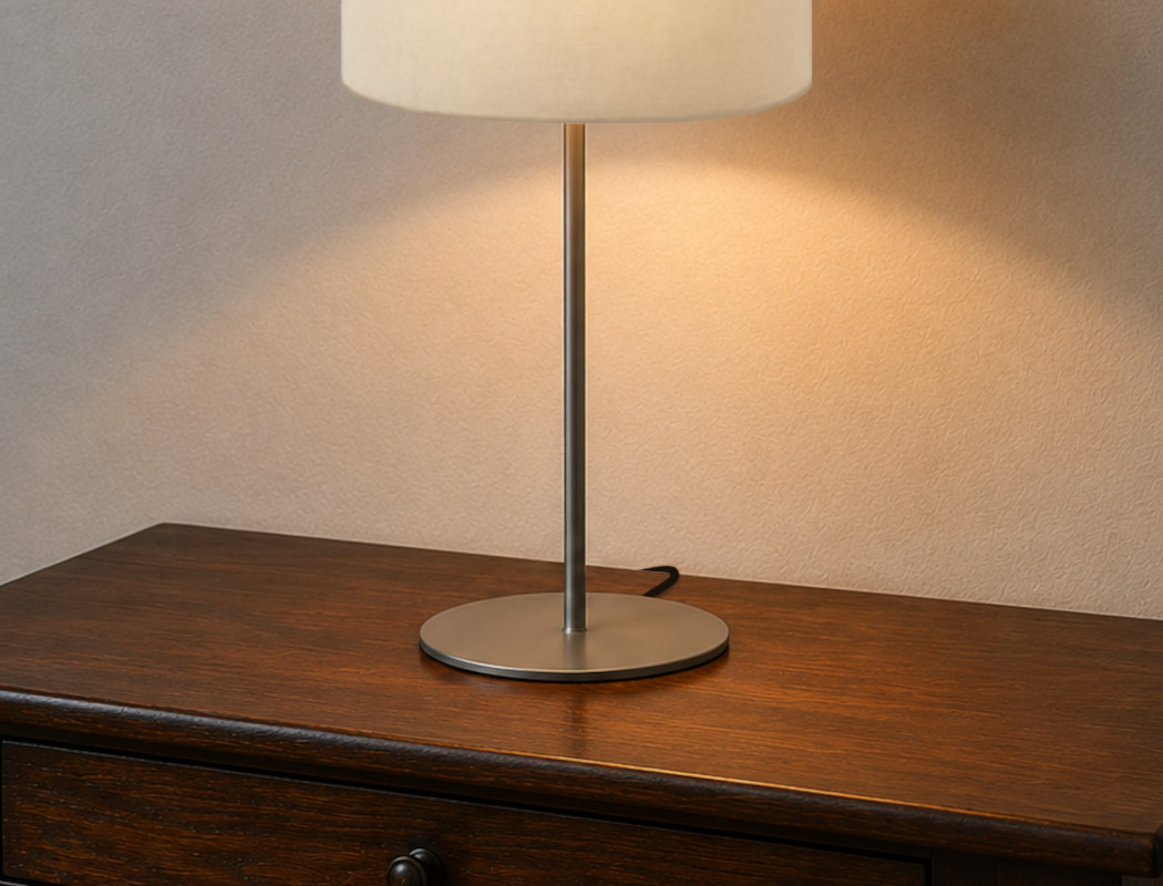Modern design home decor table lamp iron base elegant cylindrical fabric shade
