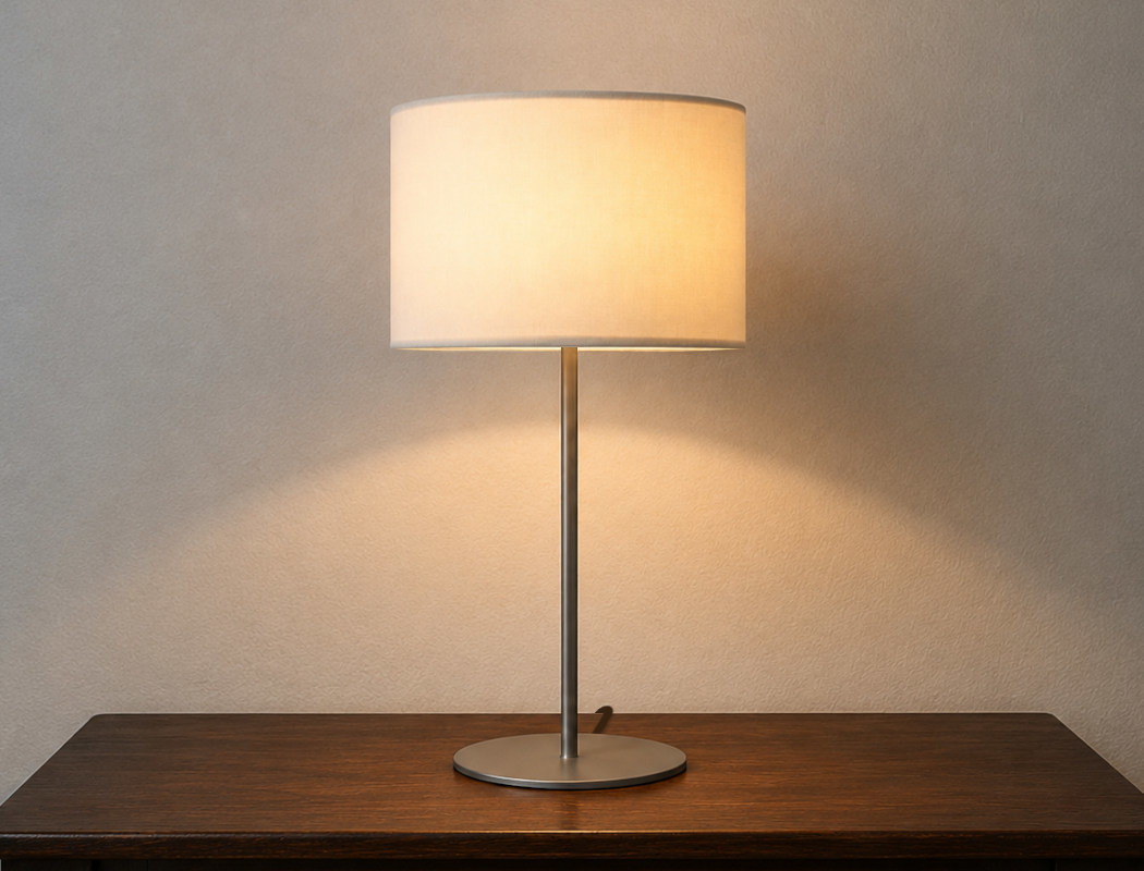 Modern design home decor table lamp iron base soft lines cylindrical lampshade