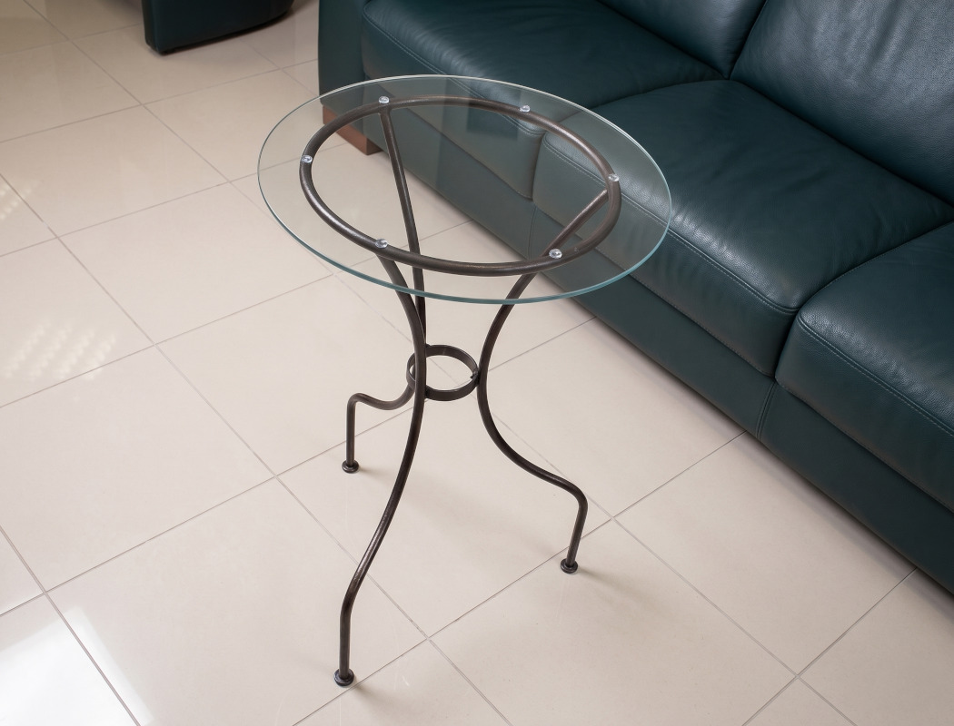 Terrace round iron table glass top contemporary design