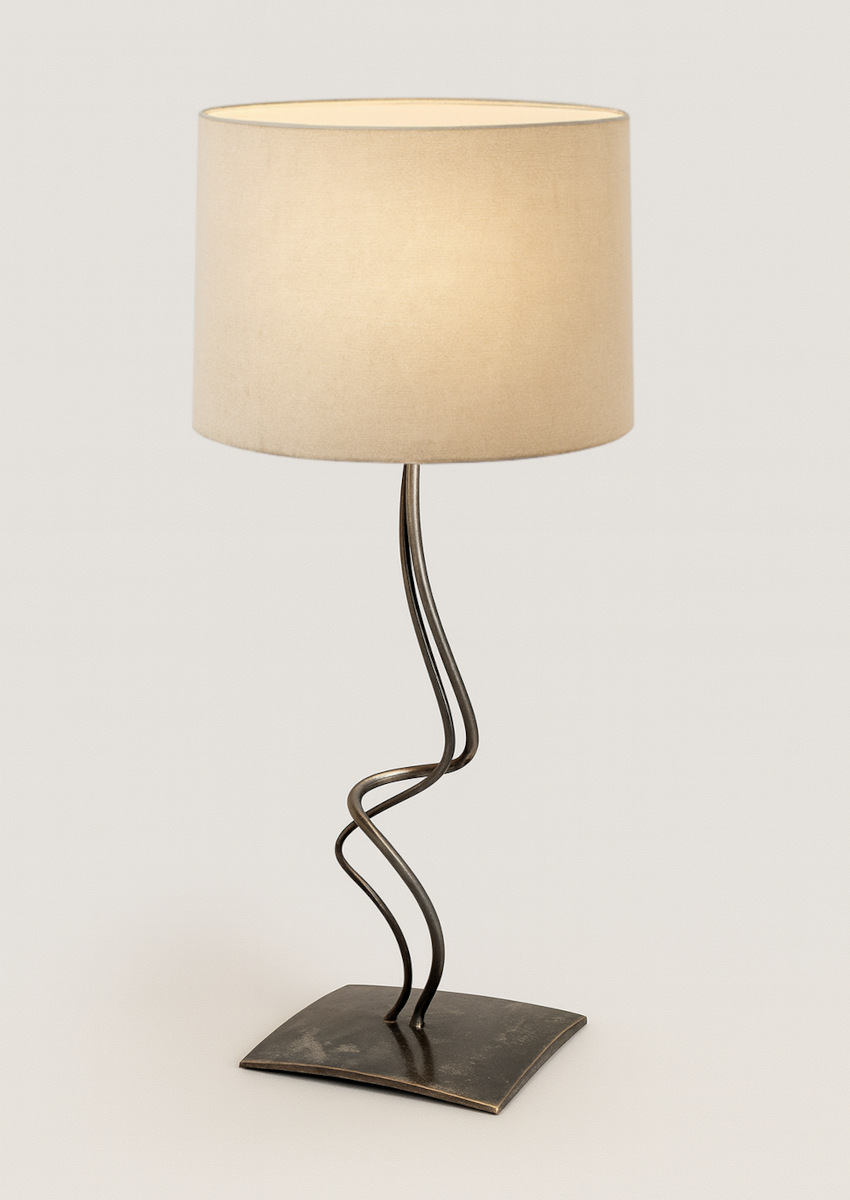 Unique handcrafted sculptural artistic wrought iron base table lamp home decor