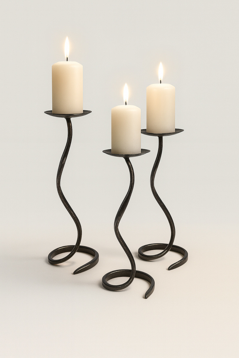 Wrought iron candlesticks unique handcrafted artistic design home decor
