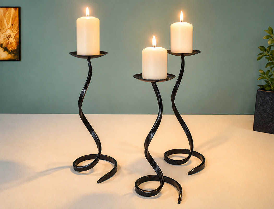 Wrought iron candlesticks unique handcrafted modern design iron decor
